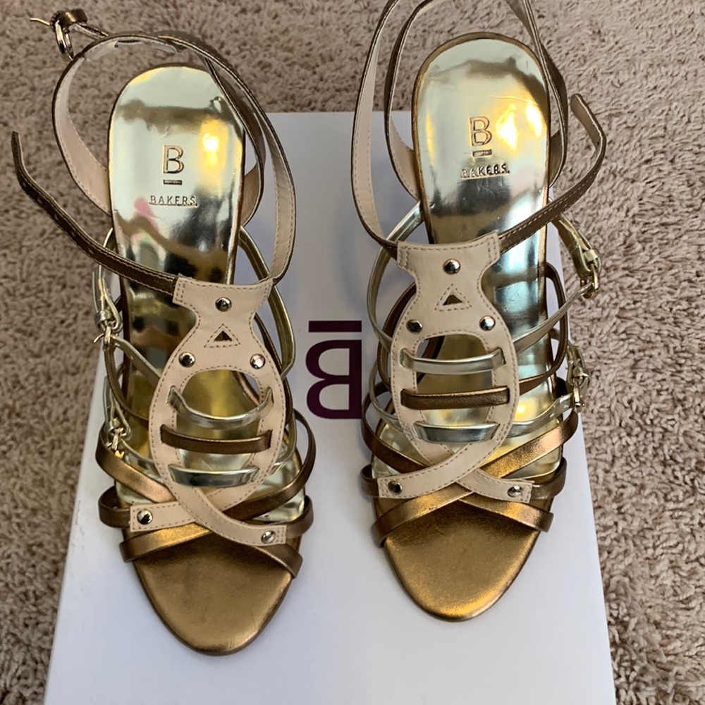 Gold strapped heel
